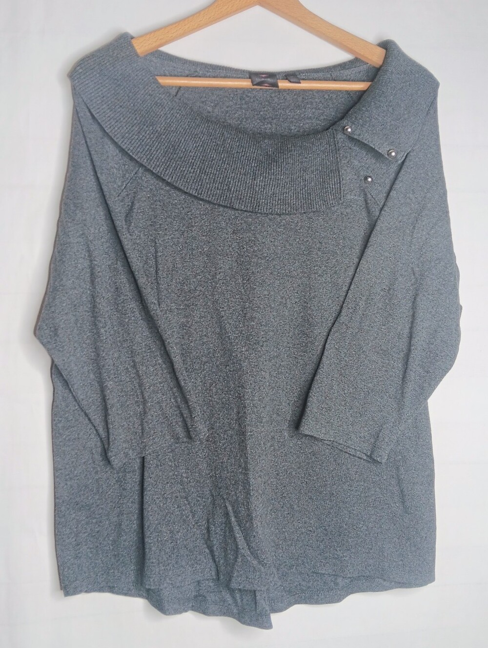 Rafaella 2XL Gray Cowl Neck Sweater Stretch Womens